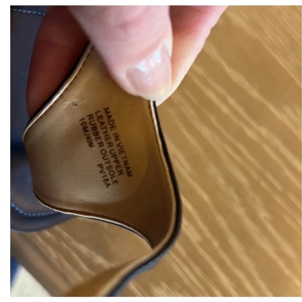 Navy Blue NWT Michael Kors Ramona T-Strap Leather Sandals - Picture 5 of 5